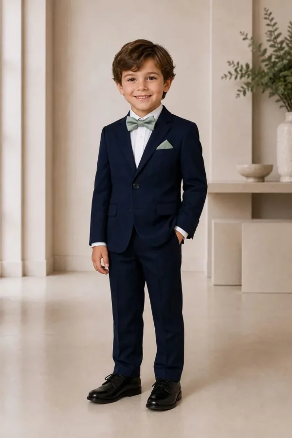 Children’s bow tie from The Groomsmen Collection designed to coordinate with selected bridesmaid dress colours olive green paigeboy