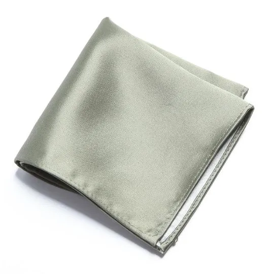 colour coordinated groomsmen accessories olive pocket square