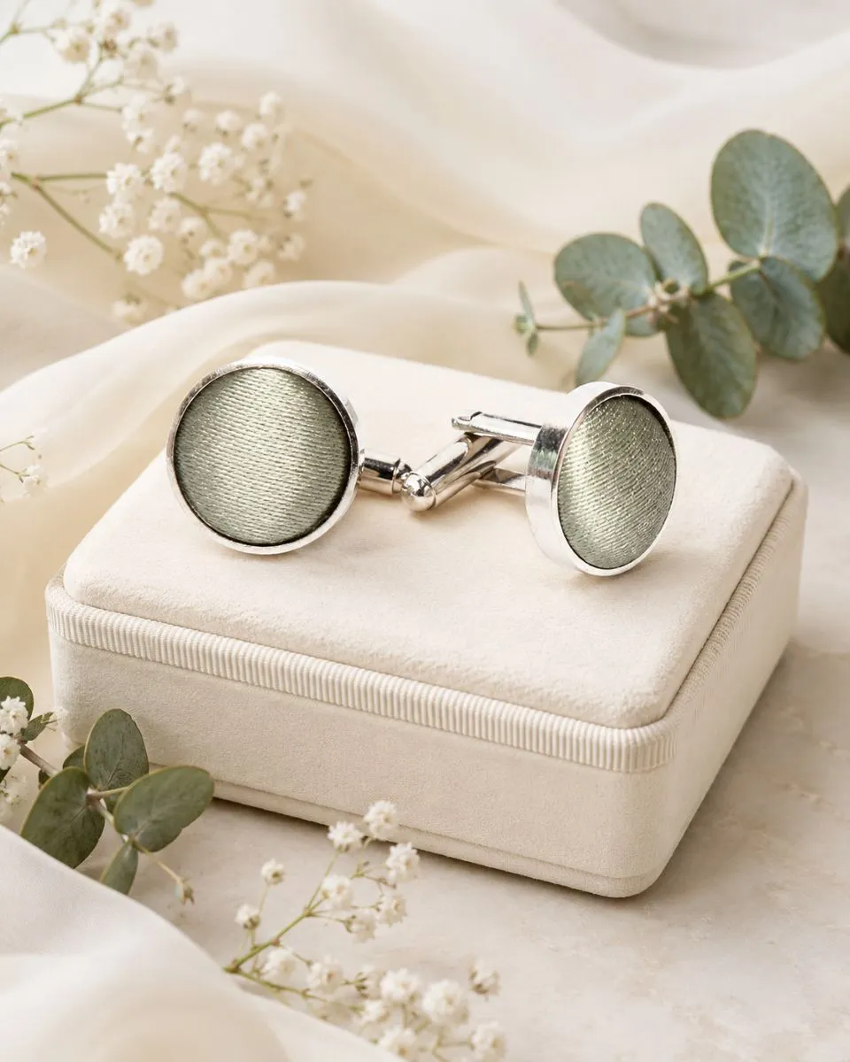 Cufflinks from The Groomsmen Collection designed to coordinate with selected bridesmaid dress colours