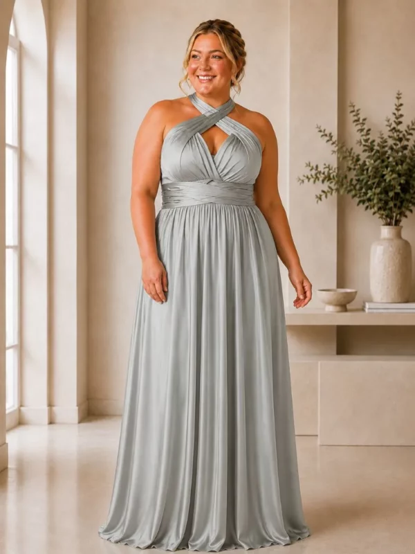 Satin multiway bridesmaid dress from The Lara Collection styled for a coordinated bridal party willow