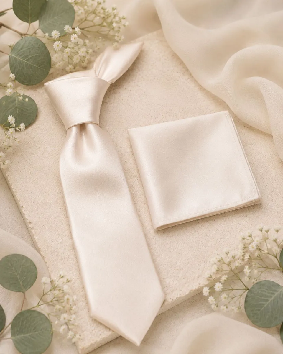 Tie and pocket square from The Groomsmen Collection designed to coordinate with selected bridesmaid dress colours