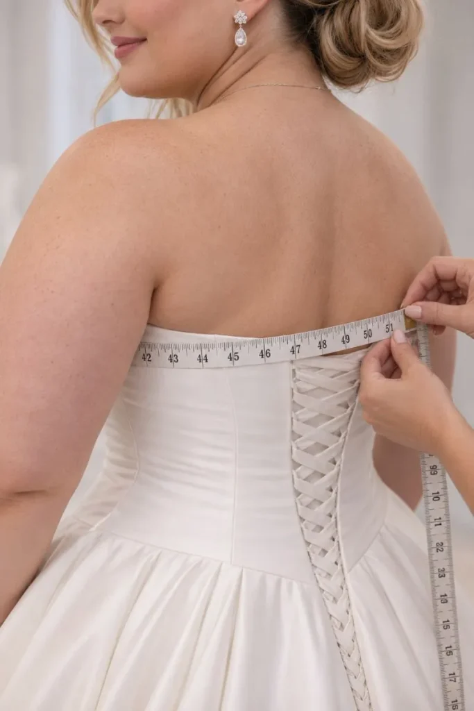 Bridal gown bodice fitting at The Bridal Affair Easingwold